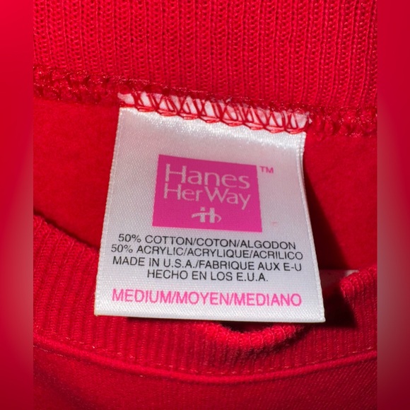 Vintage Christmas Santa Sweatshirt Medium Red Crewneck Pullover Hand Painted USA - Picture 3 of 5